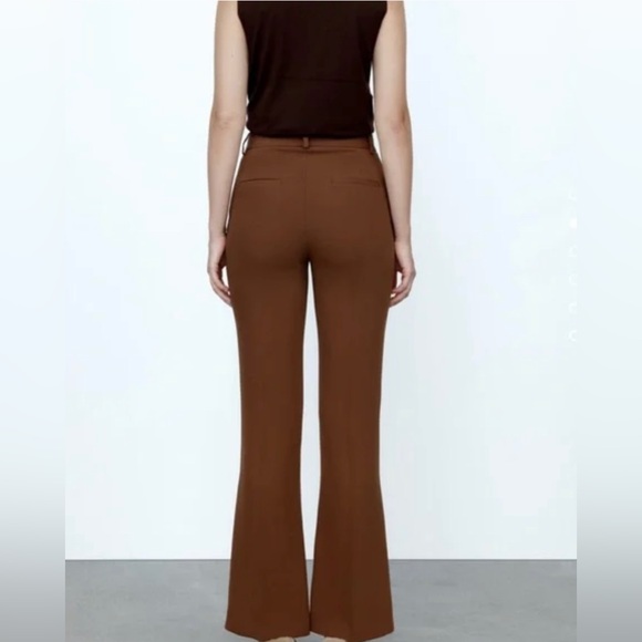 ZARA BROWN FLARED PANTS TROUSERS NWT - Picture 3 of 9